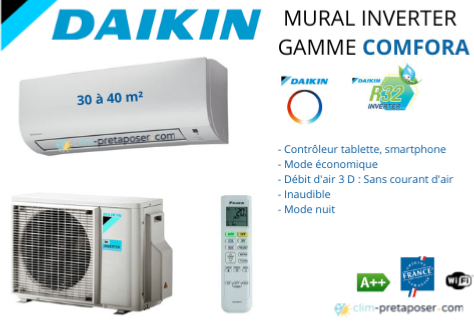 Climatisation réversible mono split DAIKIN FTXP35N9 RXP35N9 COMFORA R32