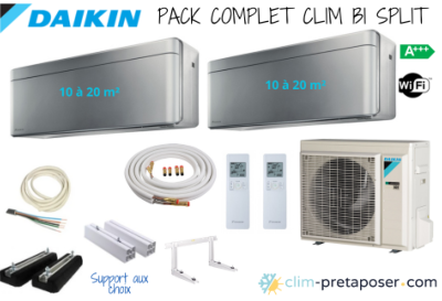 Pack complet prêt à poser STYLISH ARGENT DAIKIN bi split 2MXM40A9-2xFTXA20CS