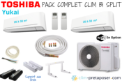 Pack complet prêt à poser YUKAI TOSHIBA bi split RAS-2M14G3AVG-E-2x RAS-B10E2KVG-E-