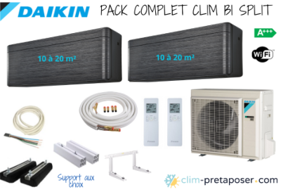 Pack complet prêt à poser STYLISH IMMITATION BOIS DAIKIN bi split 2MXM40A9-2xFTXA20BT