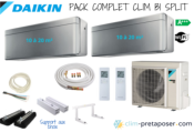 Pack complet prêt à poser STYLISH ARGENT DAIKIN bi split 2MXM40A9-2xFTXA20BS