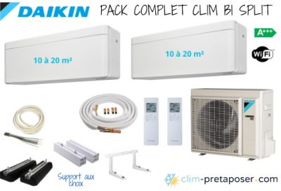 Pack complet prêt à poser STYLISH BLANC DAIKIN bi split 2MXM40A9-2xFTXA20AW