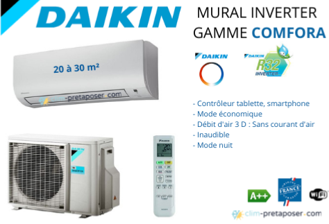 Climatisation réversible mono split DAIKIN FTXP25N9-RXP25N9 COMFORA-R32